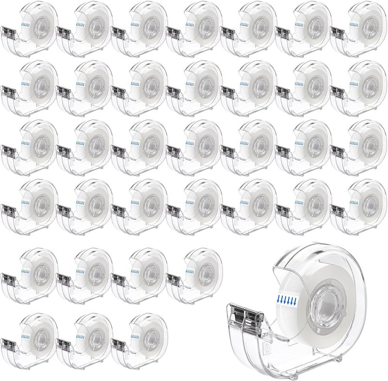 JEFURE 36 Pcs Transparent Tape with Dispenser, 0.7 in x 1000 in Clear Tapes and Refillable Dispensers, Office Tape Rolls with Dispenser Bulk for Craft Jobs, Gift Wrapping, Repairing, Home and School - Image 1